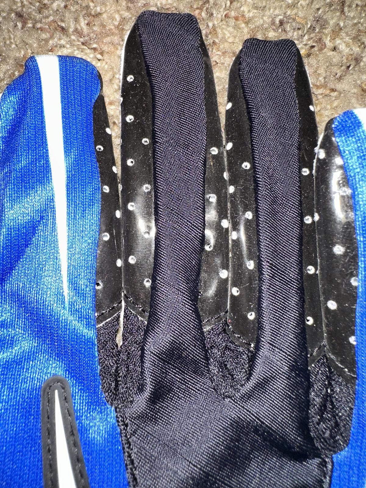 Nike VINTAGE Nike Men’s VaporJet Magnigrip Football Receiver Blue Gloves 2009 Size ONE SIZE - 4 Thumbnail