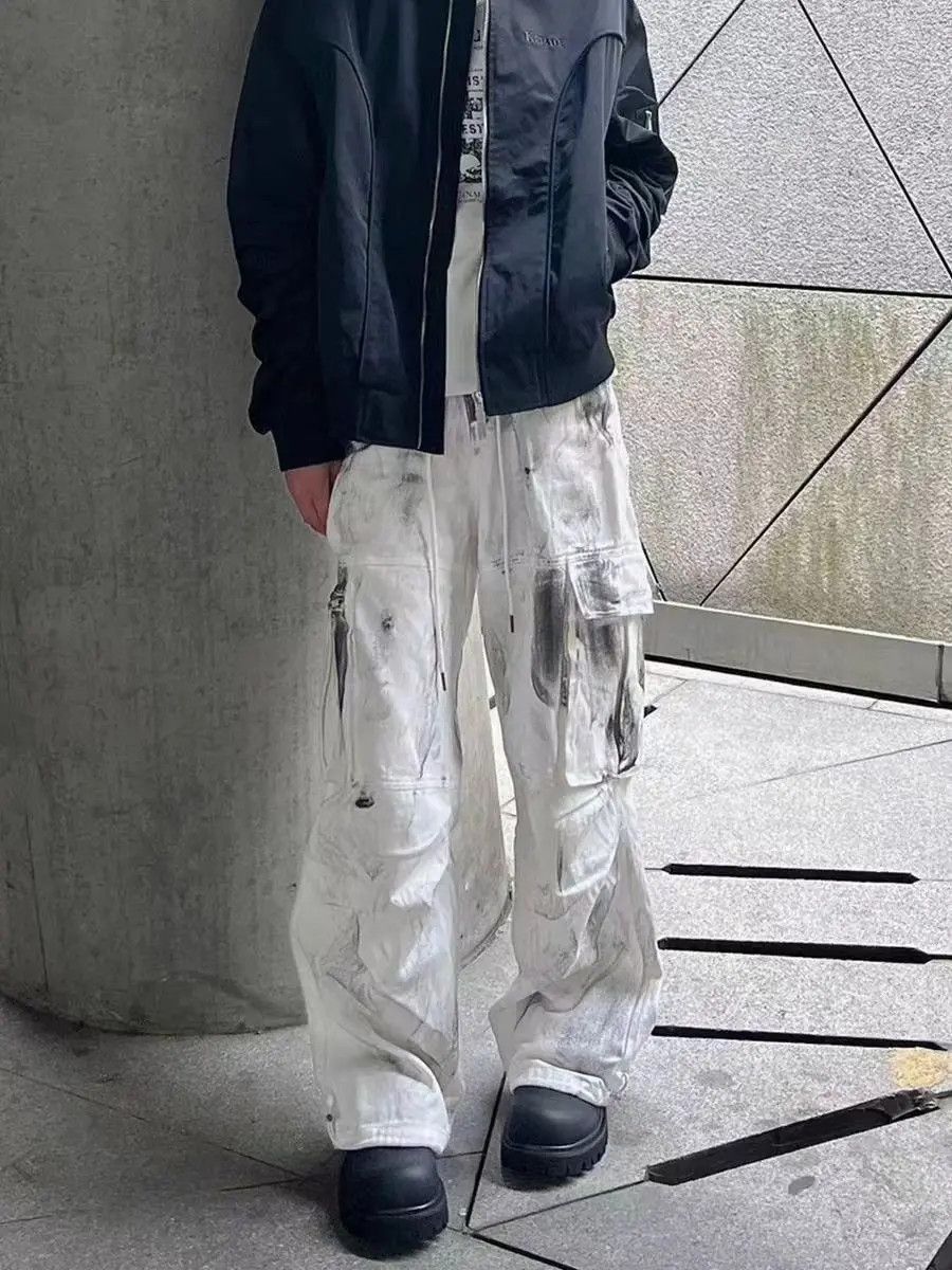 High Street Tie-Dye Multi-Pocket Hip Hop Casual Pants