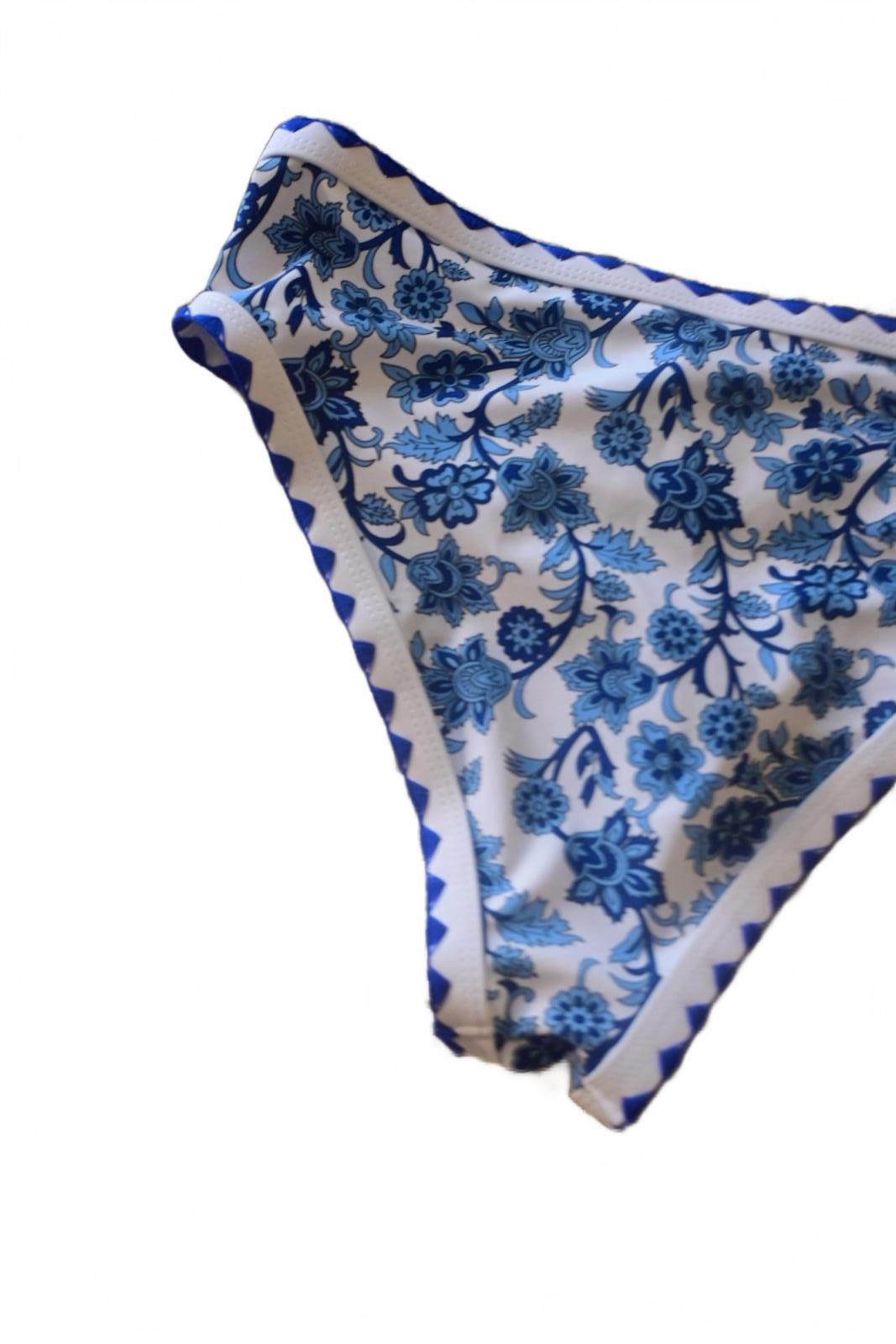 Shein SHEIN Blue and White Floral Bikini Bottoms sz Medium Size ONE SIZE - 5 Thumbnail