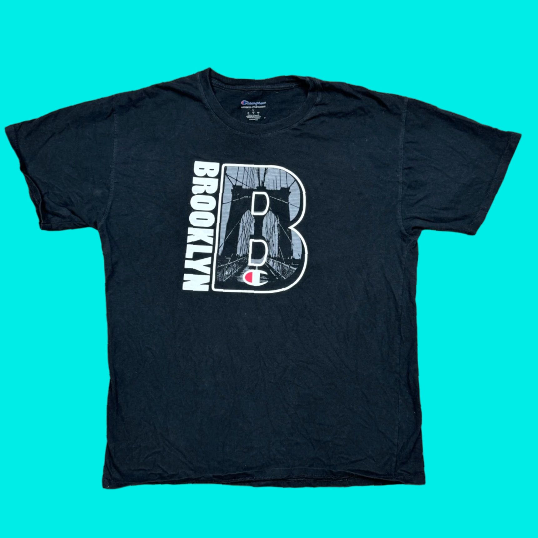 Champion VINTAGE Champion Brooklyn Shirt Mens Size L Black Embroidered 90s Concert Merch Shirt Mens L Black Embroidered Size US L / EU 52-54 / 3 - 1 Thumbnail
