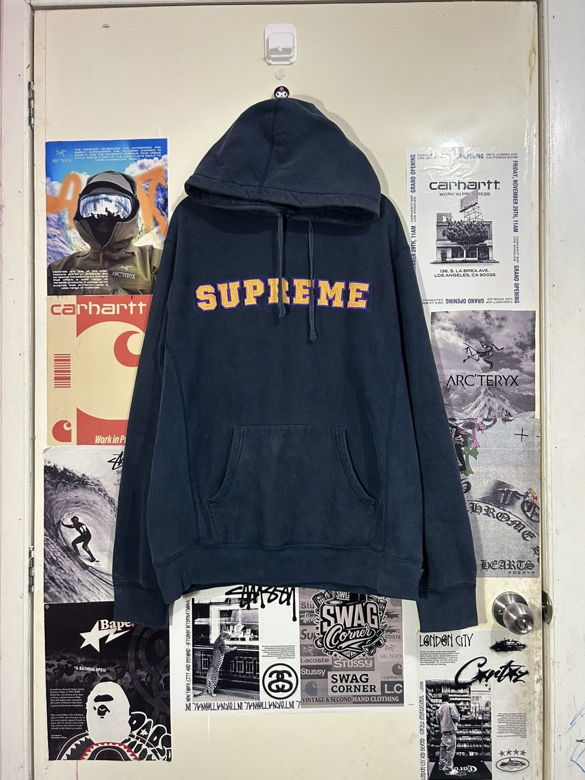 Lacoste × Supreme Hoodie Lacoste X Supreme L navy Men | Grailed