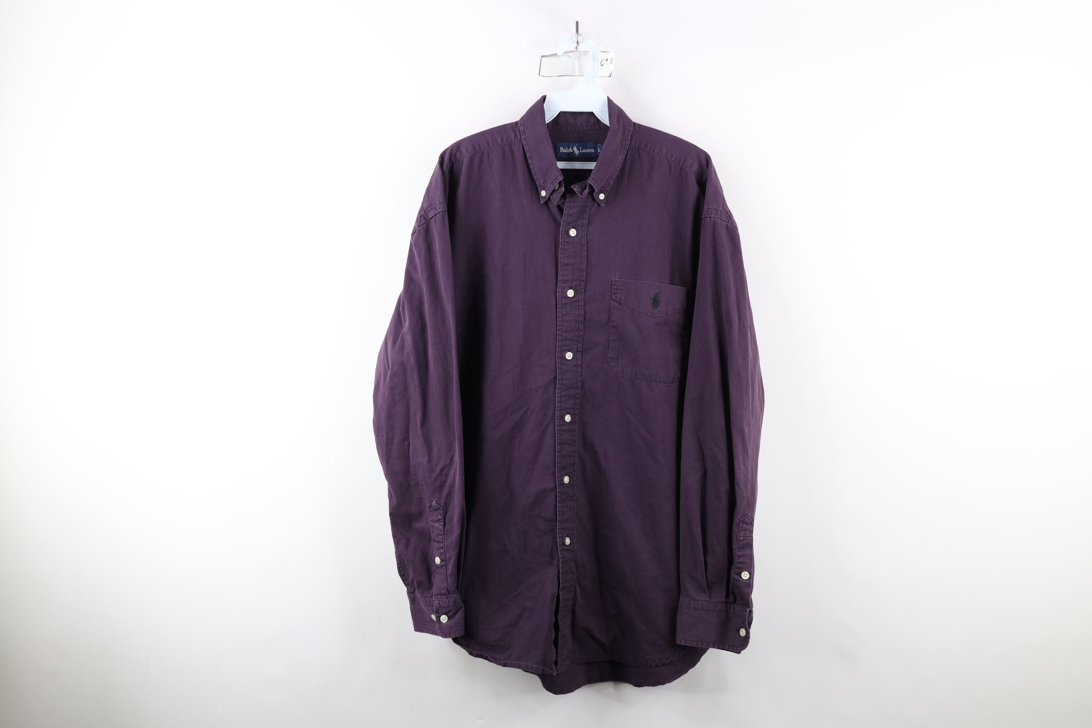 Ralph Lauren × Vintage Vintage 90s Ralph Lauren Collared Button Down Shirt Purple Size US L / EU 52-54 / 3 - 1 Thumbnail