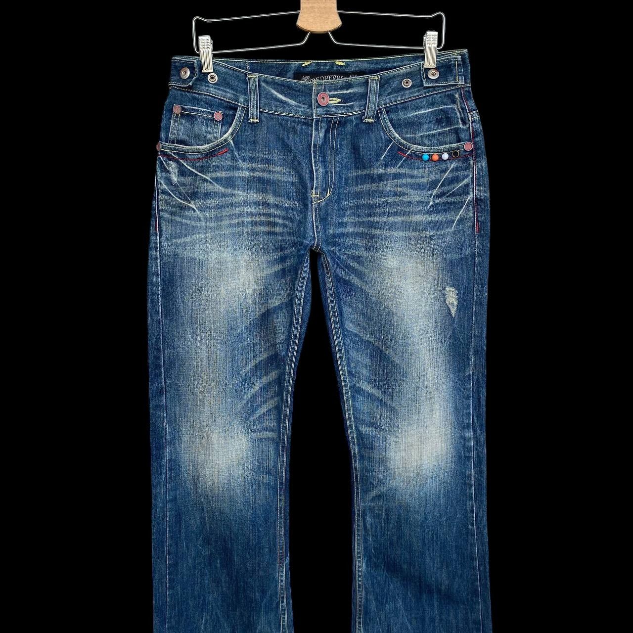 Japanese Brand × Le Grande Bleu (L.G.B.) × Tornado Mart A BEAUTIFUL FLARE DENIM RED PEPPER GOLD LABEL EAGLE WING Size US 31 - 6 Thumbnail