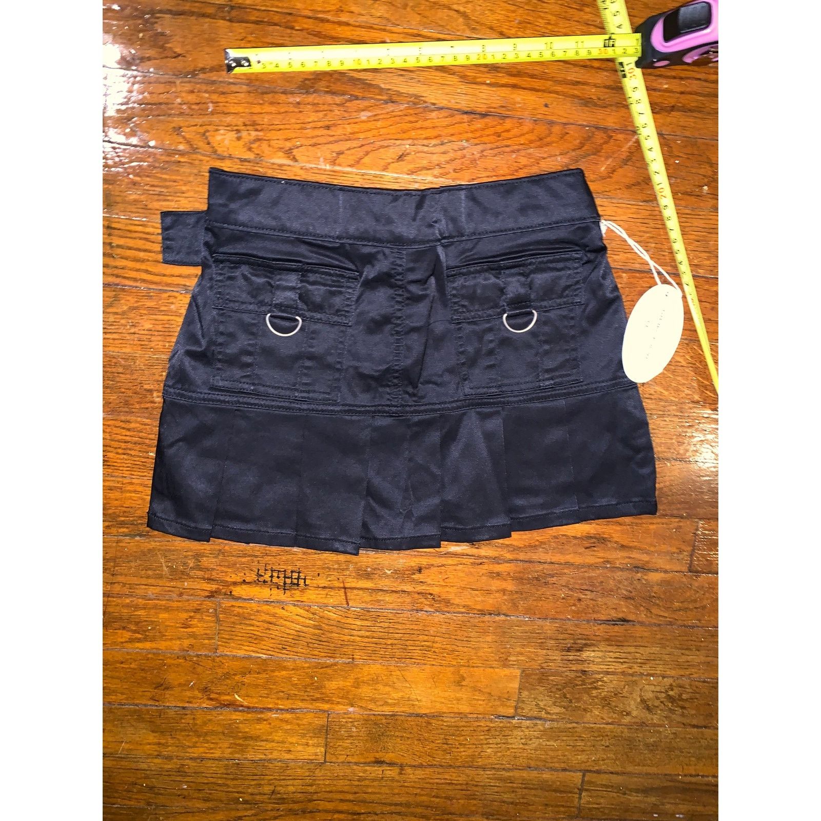 Other × Vintage VTG Diva Pleated Mini Skirt Belted Y2K Black Deadstock Small Size 24" / US 00 / IT 34 - 5 Thumbnail