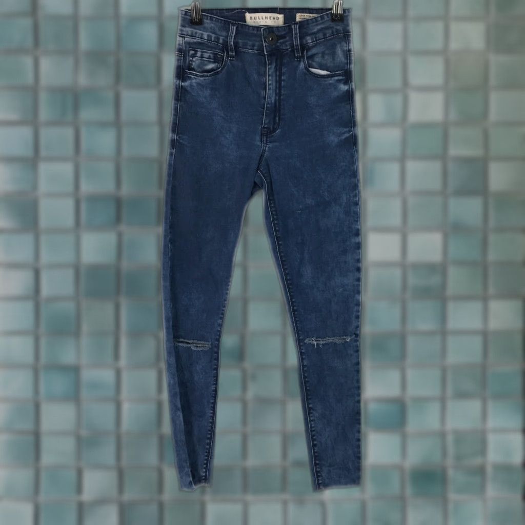 Vintage Bullhead Denim Co. Womens Jeans Skinny 5-Pocket High Rise Blue Size 0 Inseam 25in Slim Distressed Modern Vintage: No? (Oops) Size 25" / US 0 / IT 36 - 1 Thumbnail