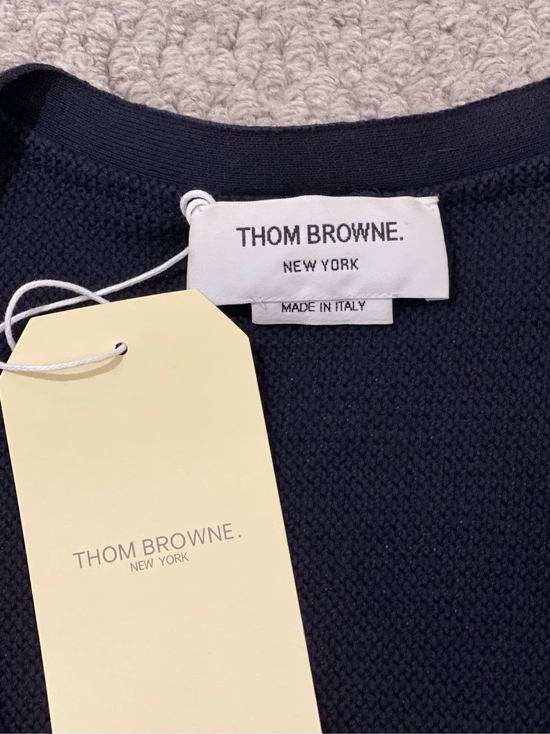 Thom Browne Thom browne Navy blue classic four-striped knitted cardigan Size US L / EU 52-54 / 3 - 5 Thumbnail