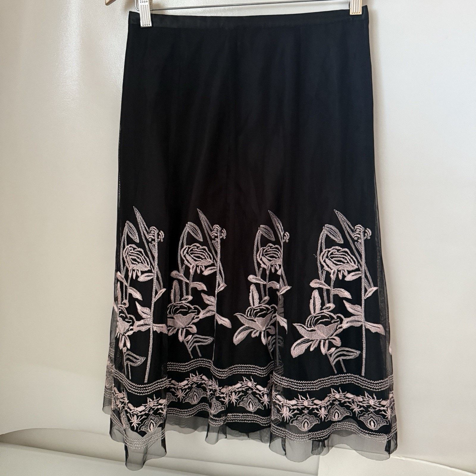 Other Boho Evening Vintage Look Embroidery Mesh Overlay Skirt Size 28" / US 6 / IT 42 - 2 Thumbnail