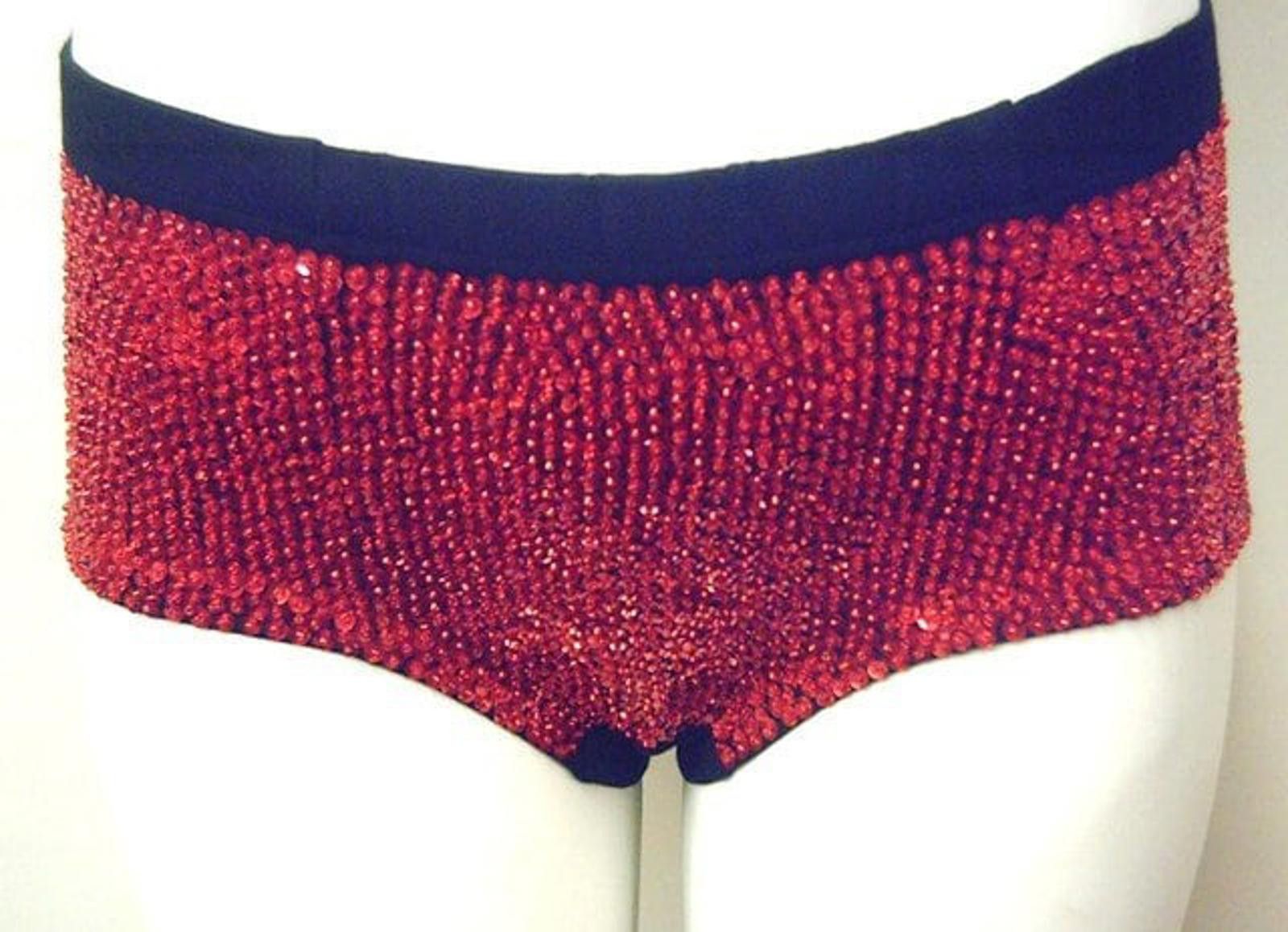 Designer Sequin Brief Short RED Size 28" / US 6 / IT 42 - 1 Preview