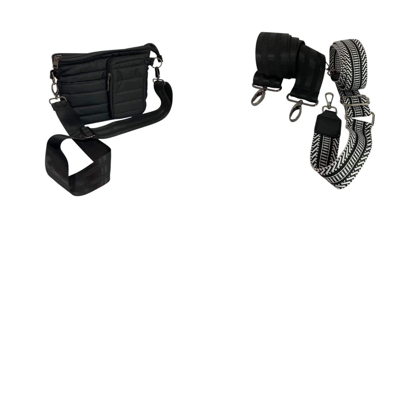Vintage Think Rolyn Black Puffer Bag Crossbody Interchangeable Straps Women Bag Crossbody Black 10" 8.5" Adjustable 26" Strap Size ONE SIZE - 8 Thumbnail