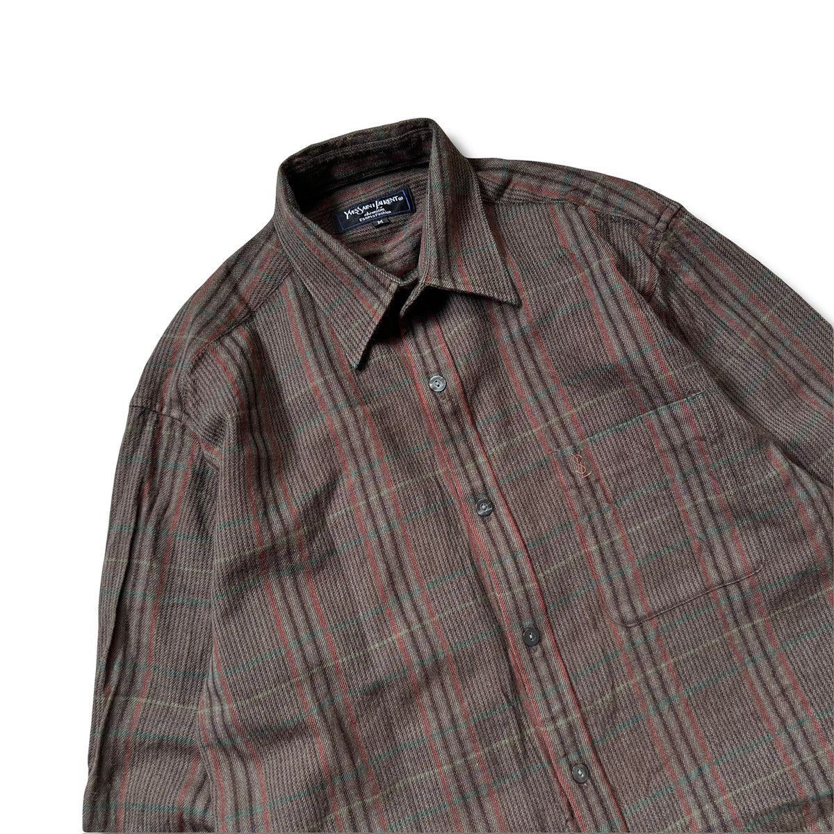 Yves Saint Laurent Vintage YSL Wool Flannel Button Up Shirt Size US M / EU 48-50 / 2 - 2 Thumbnail