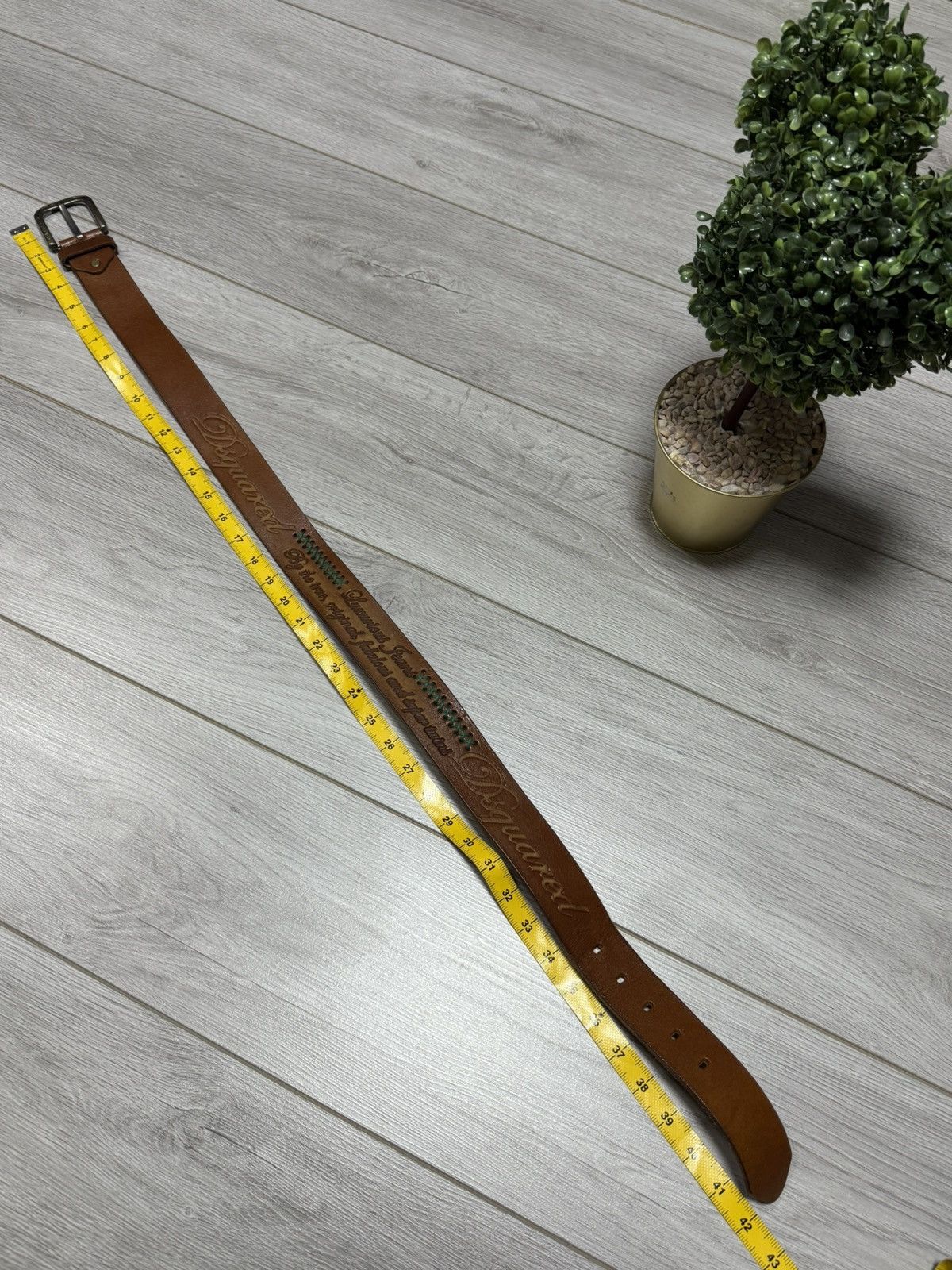 Dsquared2 Dsquared leather belt stitched big logo spell out Size ONE SIZE - 6 Thumbnail