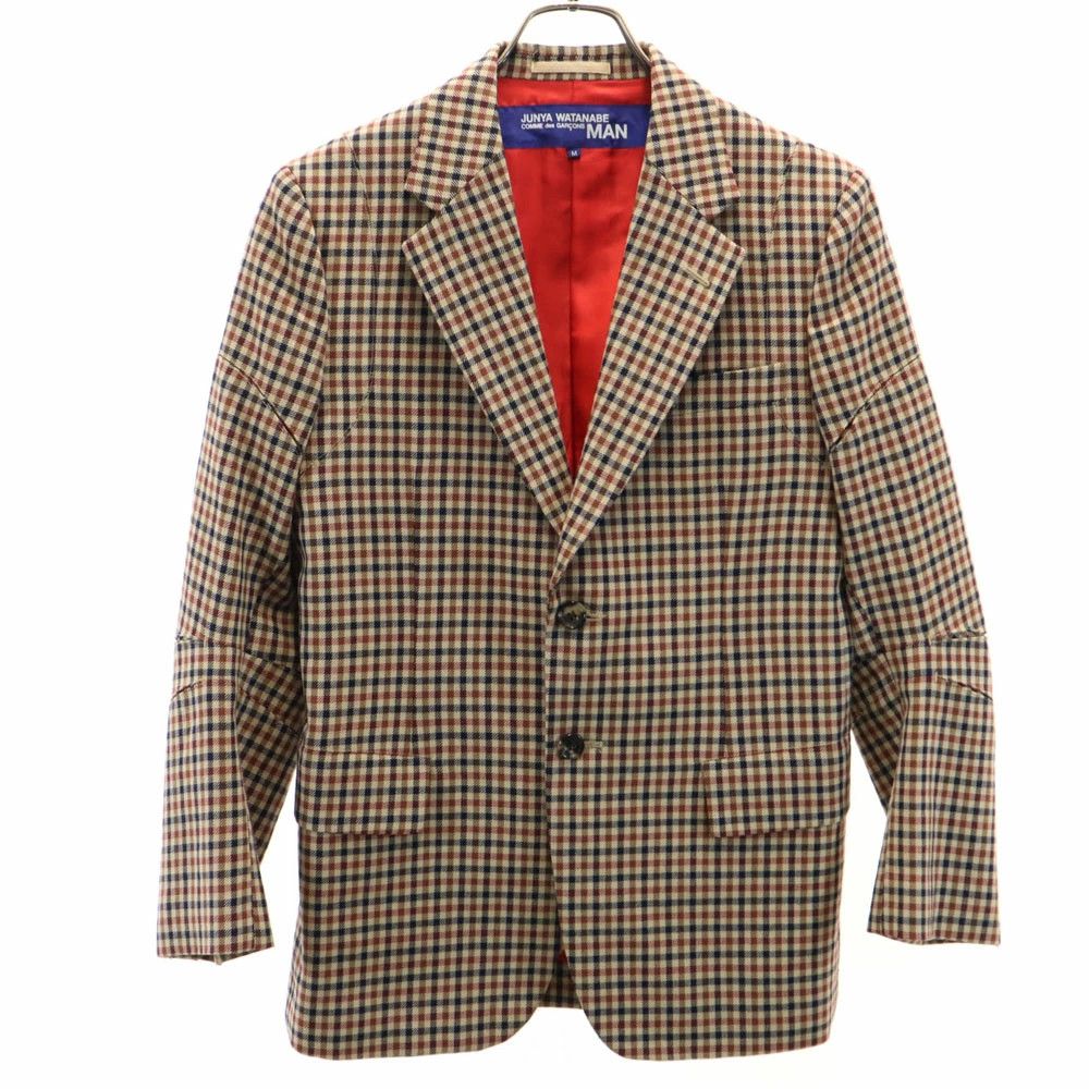 Comme des Garcons Jacket Checked Tailored Wool 2 Button Flap Pocket Beige Size US M / EU 48-50 / 2 - 1 Thumbnail