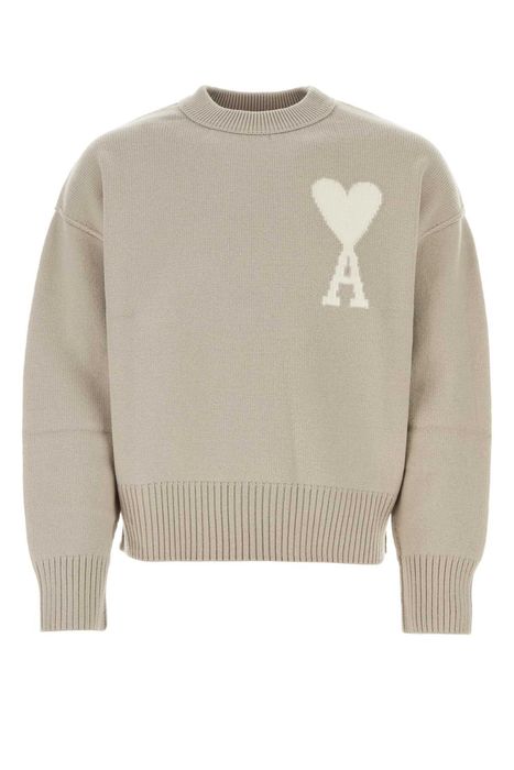 AMI Dove Grey Wool Sweater | Grailed