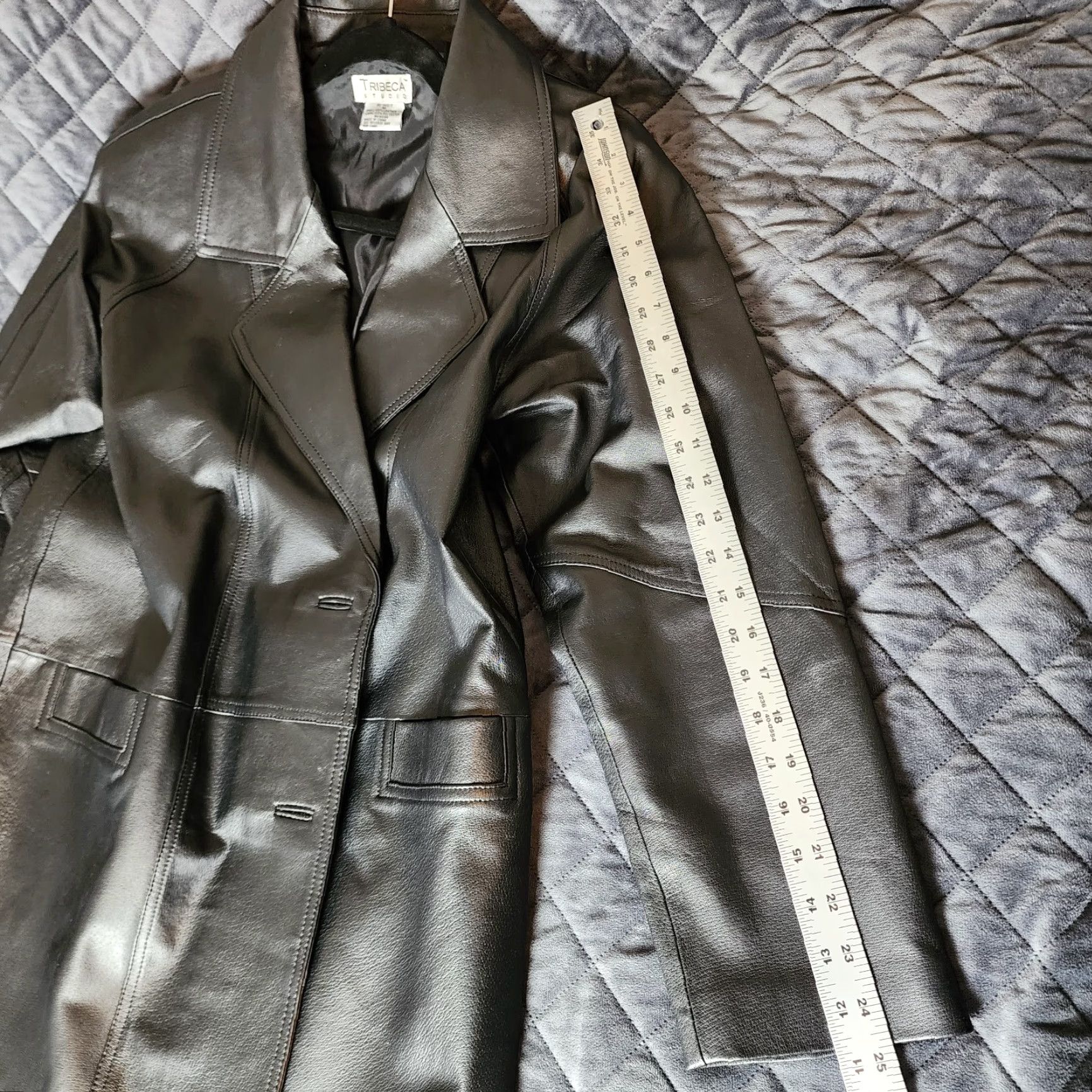 Vintage Tribeca Studio Womens Jacket Zip Front Leather Black Lined Pockets Size Medium Mid-Length Regular Button Pockets Leather Jacket Style Zip Front Metal? Size M / US 6-8 / IT 42-44 - 6 Thumbnail