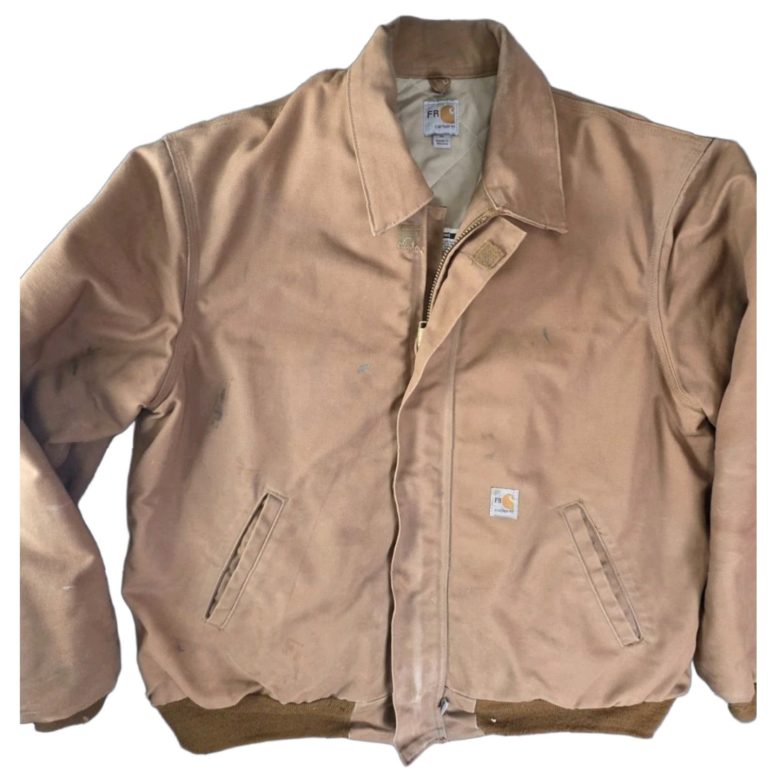 Carhartt VINTAGE Carhartt FR Flame Resistant Jacket XL Distressed Duck Canvas Quilted FRJ195 BRN Size US XL / EU 56 / 4 - 1 Thumbnail