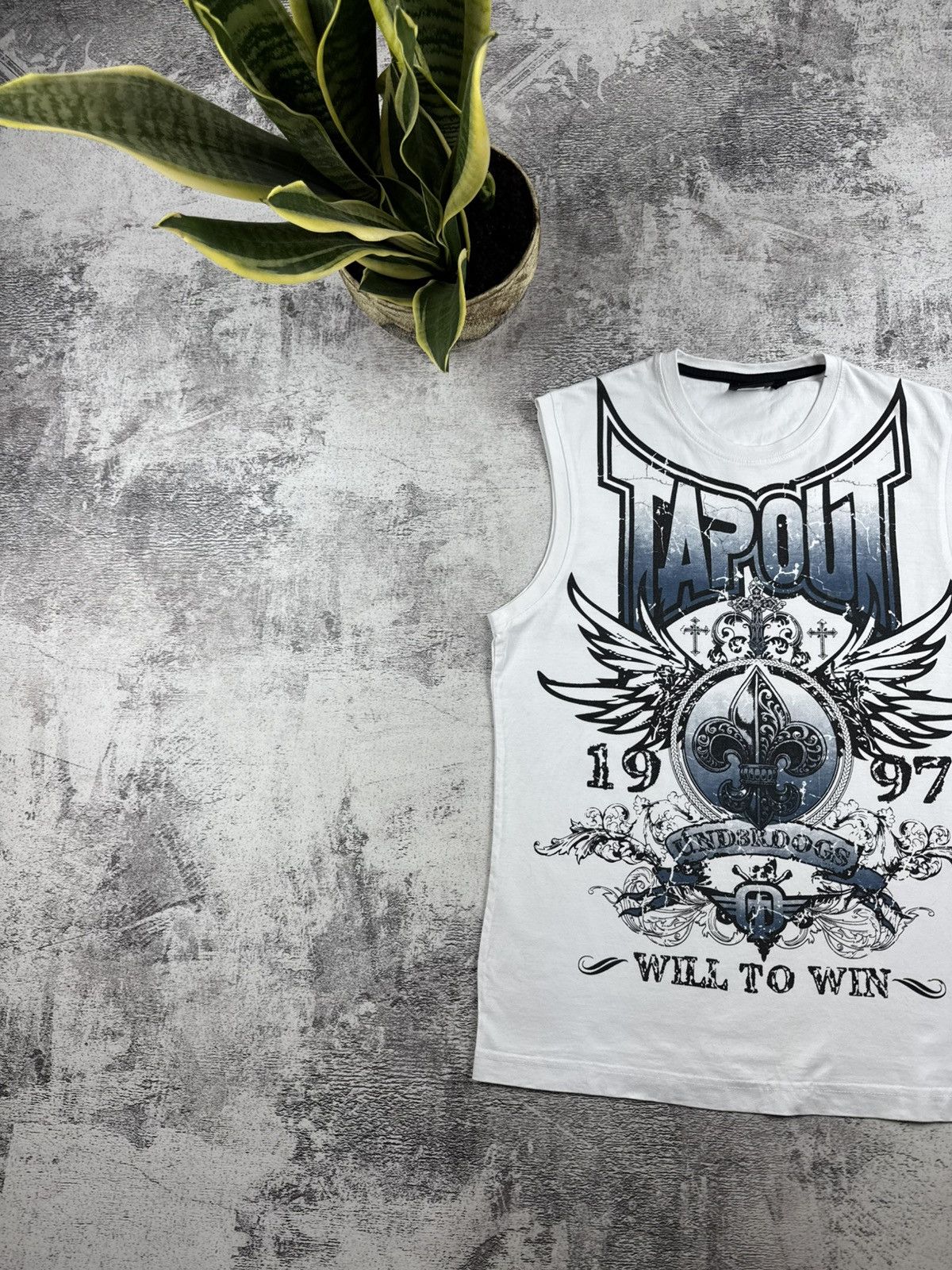 Rap Tees Vintage TAPOUT Crazy Y2K Rap Hip Hop Sleeveless White UFC Top T Shirt Jersey Tee Size US M / EU 48-50 / 2 - 2 Thumbnail