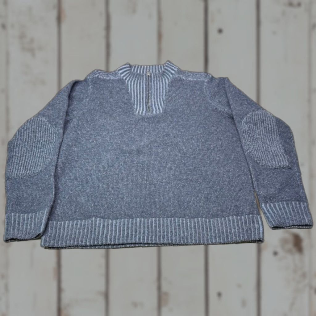 Pronto Uomo Pronto Uomo Mens Blue Wool 1/4 Zip Sweater Large Heather 100% Wool Blues Size US L / EU 52-54 / 3 - 1 Thumbnail