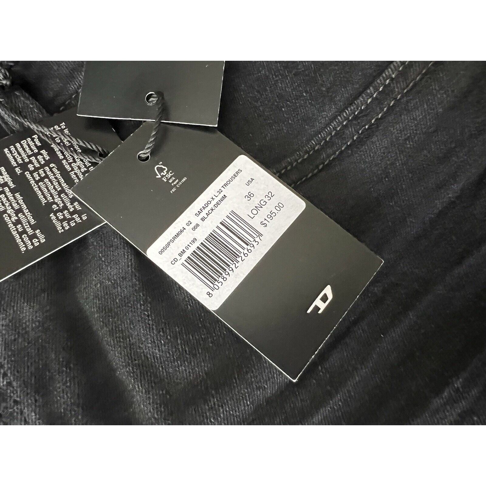 Diesel Diesel Mens Safado Straight Fit Jeans RM064 Black Size 36/32 Size US 36 / EU 52 - 7 Thumbnail