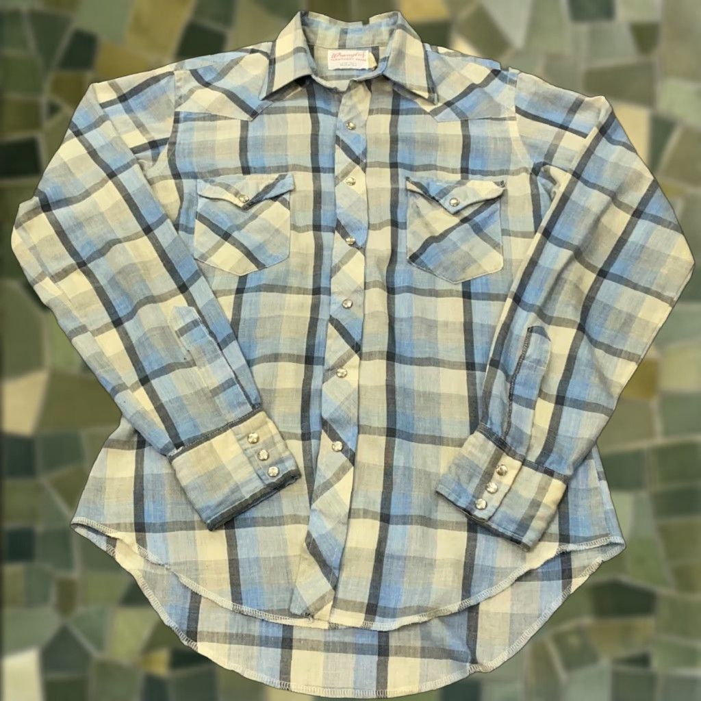 Wrangler Wrangler Mens Shirt VTG Size 15 1/2 Blue Plaid Pearl Snap Cowboy Size US M / EU 48-50 / 2 - 1 Thumbnail
