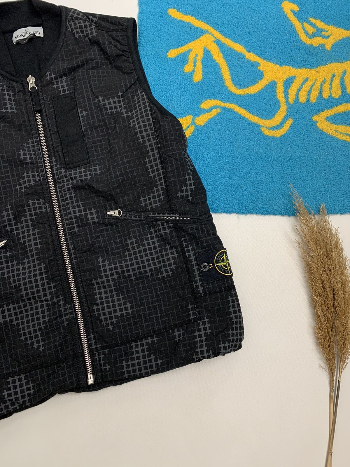 Very Rare Stone Island Full Compact Rip Stop Grid Camo Vest