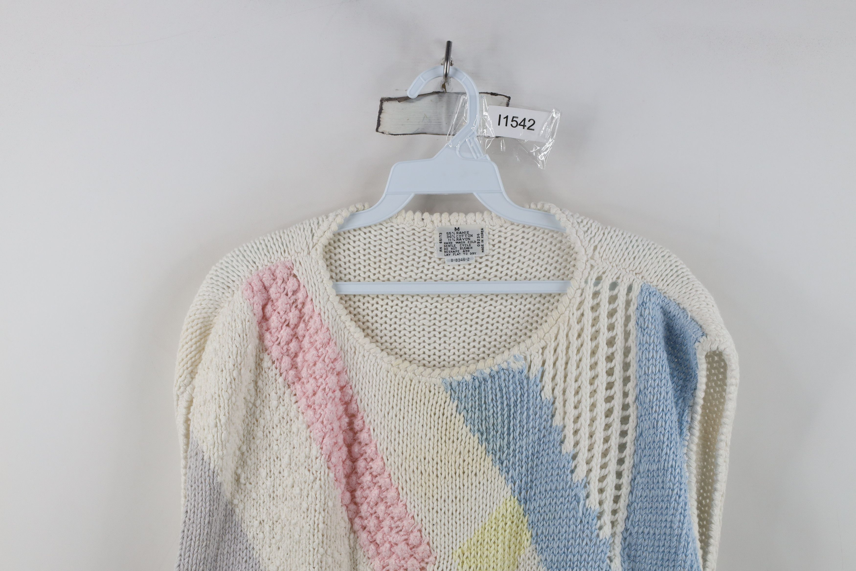 Vintage Vintage 80s Mid Mod Pastel Textured Knit Sweater Vest Size M / US 6-8 / IT 42-44 - 2 Thumbnail
