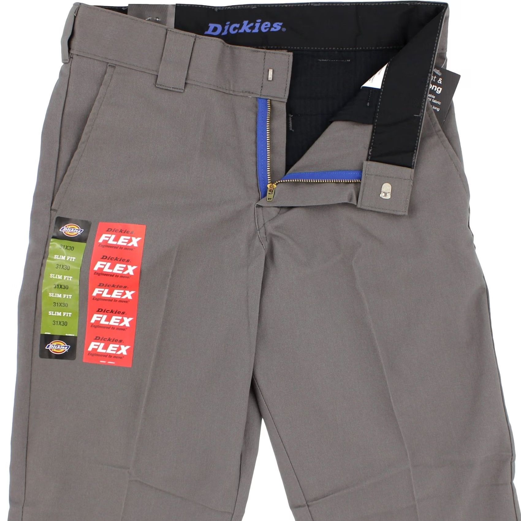 Dickies Dickies Mens Flex Pants Slim Fit Work Pant Tapered Leg 100% Cotton WP150VG Gray 31x30 Mens Pants Slim Waist 31x30 Gray Dickies Flex WP150VG Size US 31 - 3 Thumbnail