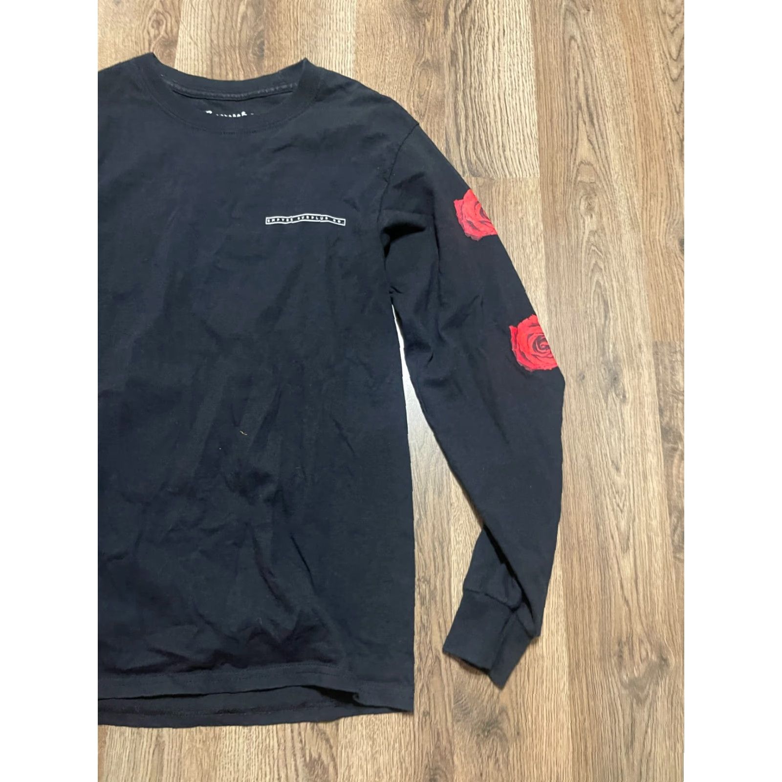 Empyre Empyre Women's Shirt, Small, Black, Red Floral, Long Sleeve, Crew Neck, Casual, Regular, Colorful, Fall Spring Summer, Womens Size S / US 4 / IT 40 - 4 Thumbnail