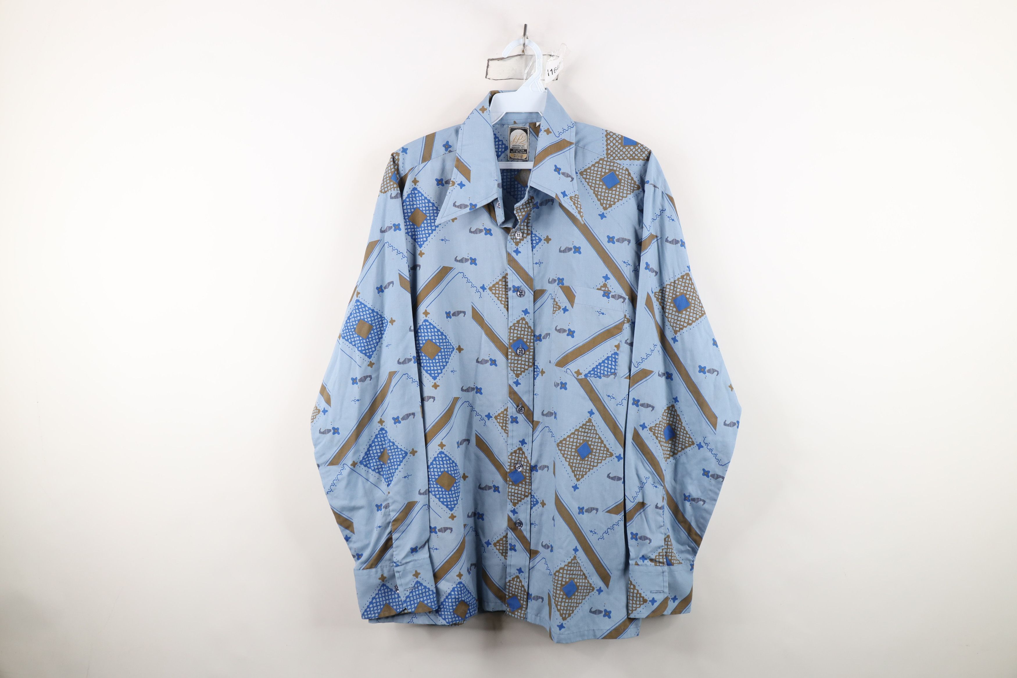 Vintage Vintage 70s Streetwear Geometric Disco Collared Button Shirt Size US L / EU 52-54 / 3 - 1 Thumbnail