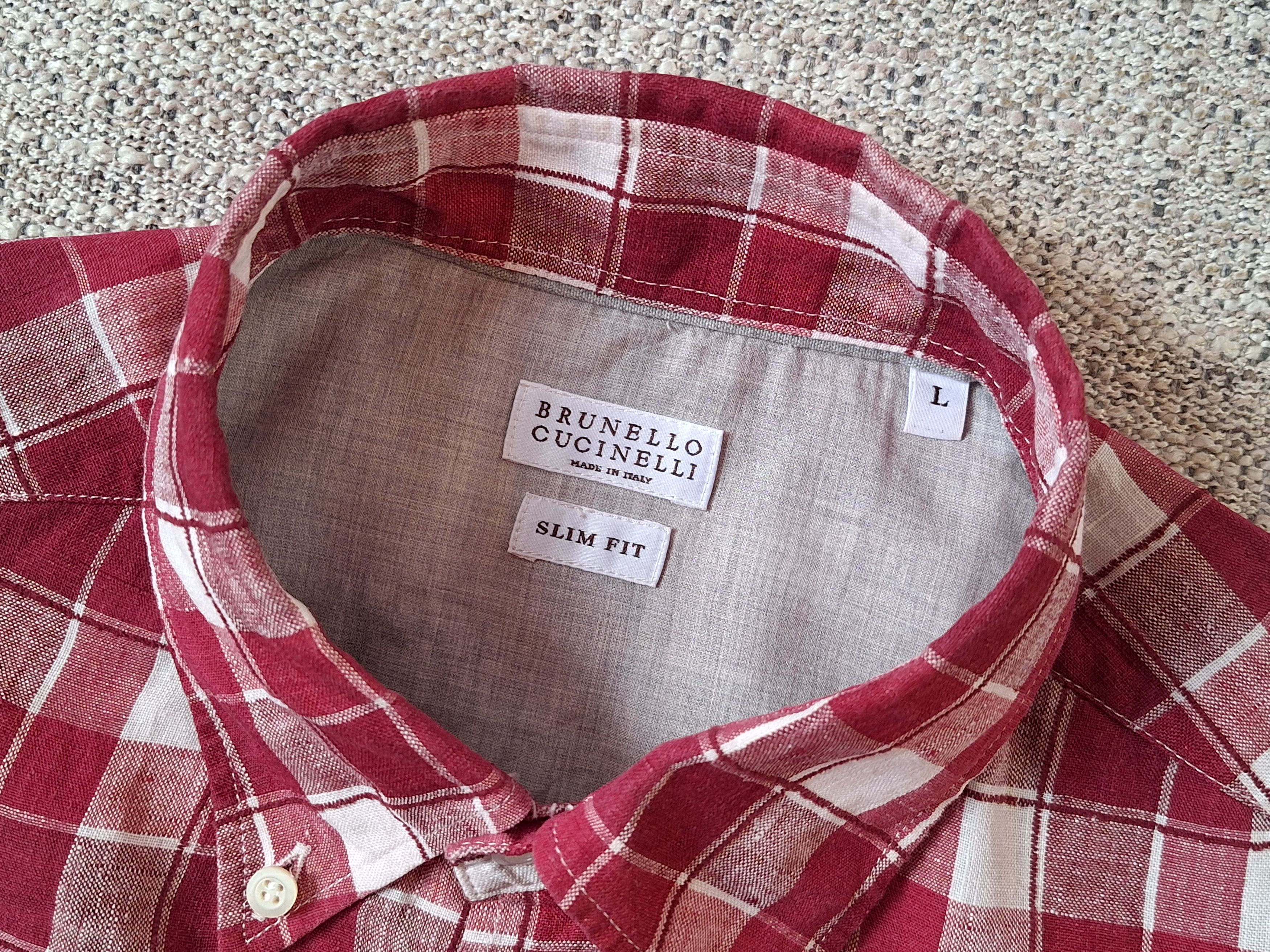 Brunello Cucinelli BRUNELLO CUCINELLI Checkered Linen And Cotton Blend L/s Size US L / EU 52-54 / 3 - 4 Thumbnail