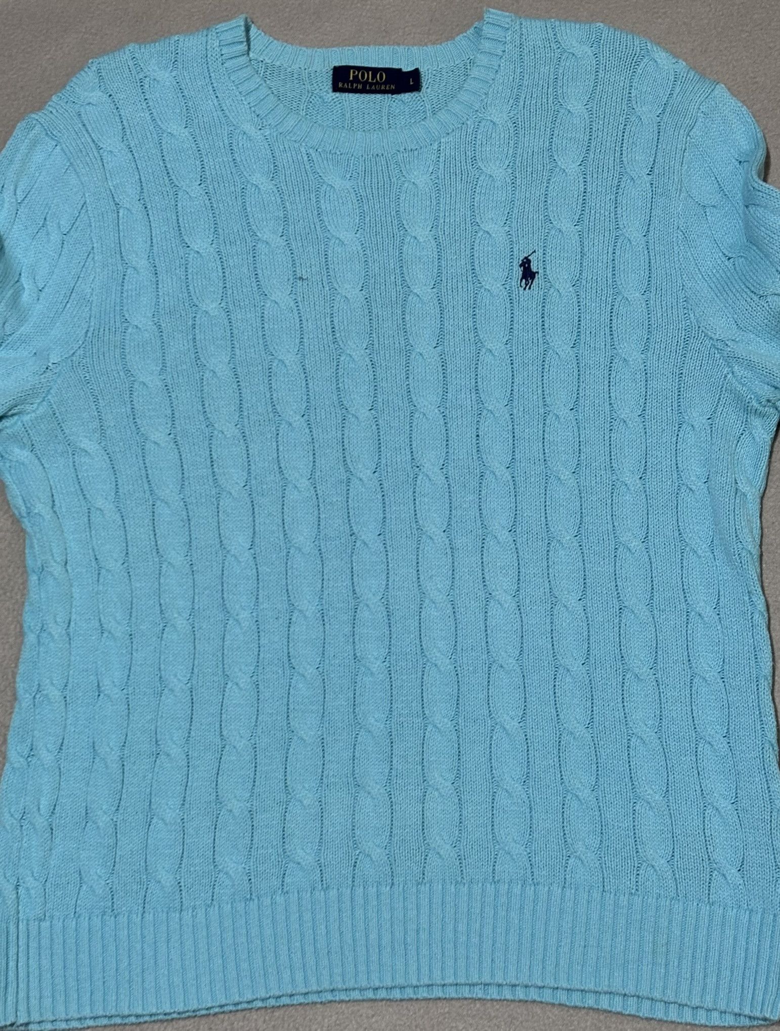 Polo Ralph Lauren Polo Ralph Lauren Cable Knit Baby Blue Sweater Large Size L / US 10 / IT 46 - 4 Thumbnail