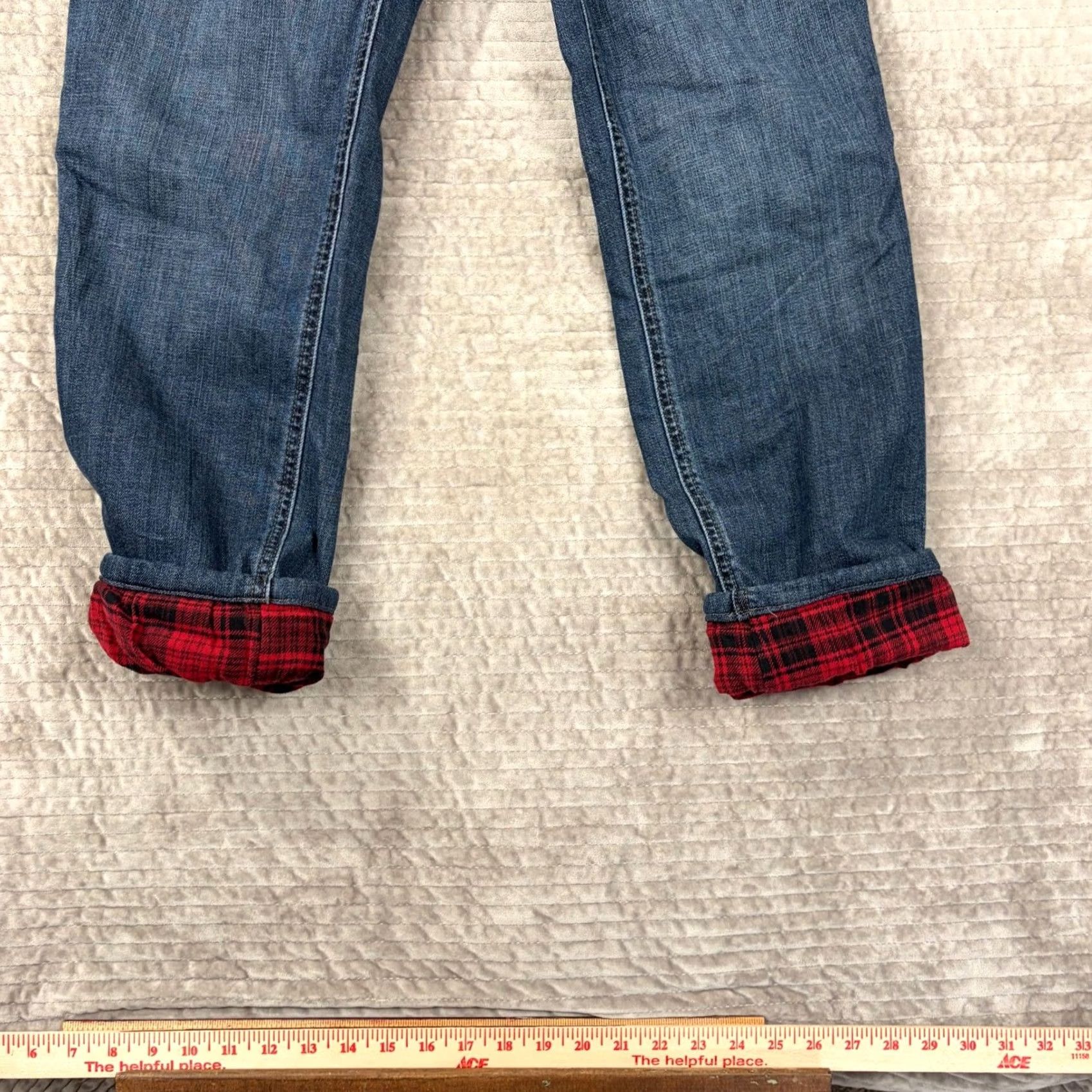 Eddie Bauer Eddie Bauer Jeans Denim Plaid Lined Boyfriend Relaxed Womens 4P Blue Winter Fall 27in Inseam Mens? Size 27" / US 4 / IT 40 - 7 Thumbnail