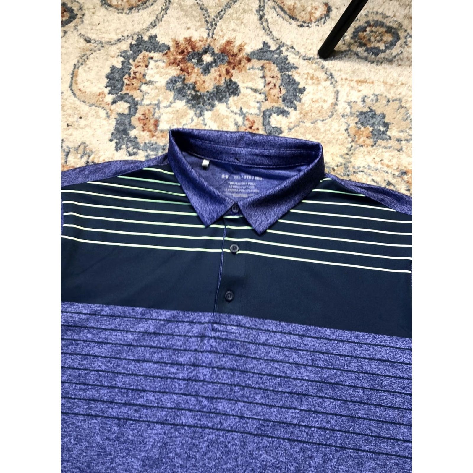 Under Armour Under Armour Polo Shirt Mens 2XL Blue The Playoff Polo Golf Performance Striped Short Sleeve Collared Shirts Mens Size US XXL / EU 58 / 5 - 6 Thumbnail