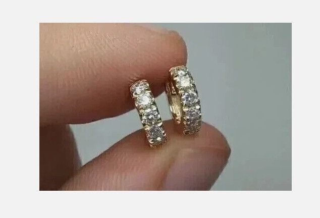 Other 2Ct Round Huggie Hoop Earrings 14K Yellow Gold Plated Size ONE SIZE - 1 Preview