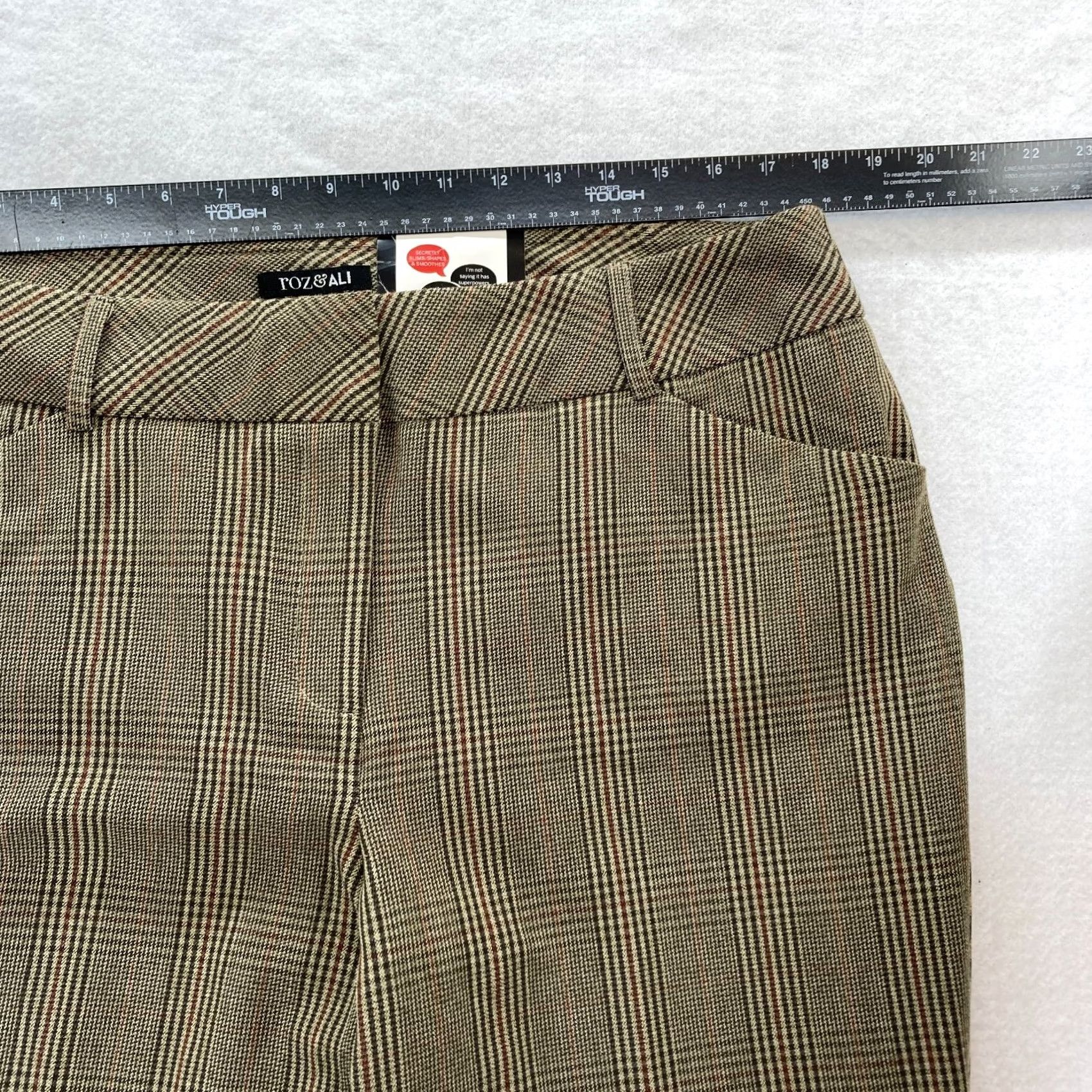 Vintage Roz & Ali Secret Agent Pants Women's 16 Brown Plaid Stretch Fabric Tummy Control Slim Wide-Leg Dress Pants Mens? No. Size 25" / US 0 / IT 36 - 6 Thumbnail