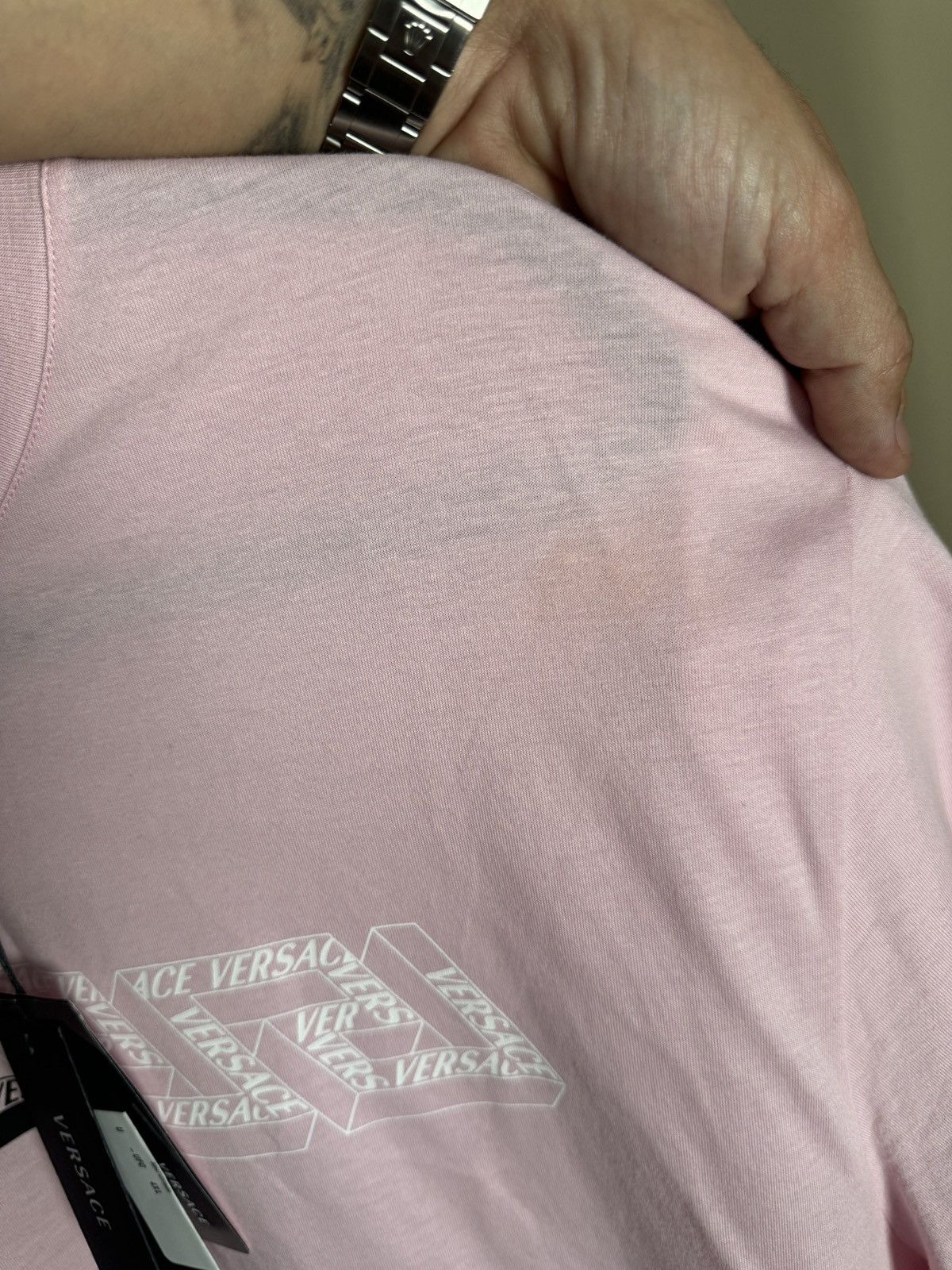Versace Versace Pink Black/White Graphic Logo T Shirt Size US XXL / EU 58 / 5 - 5 Thumbnail