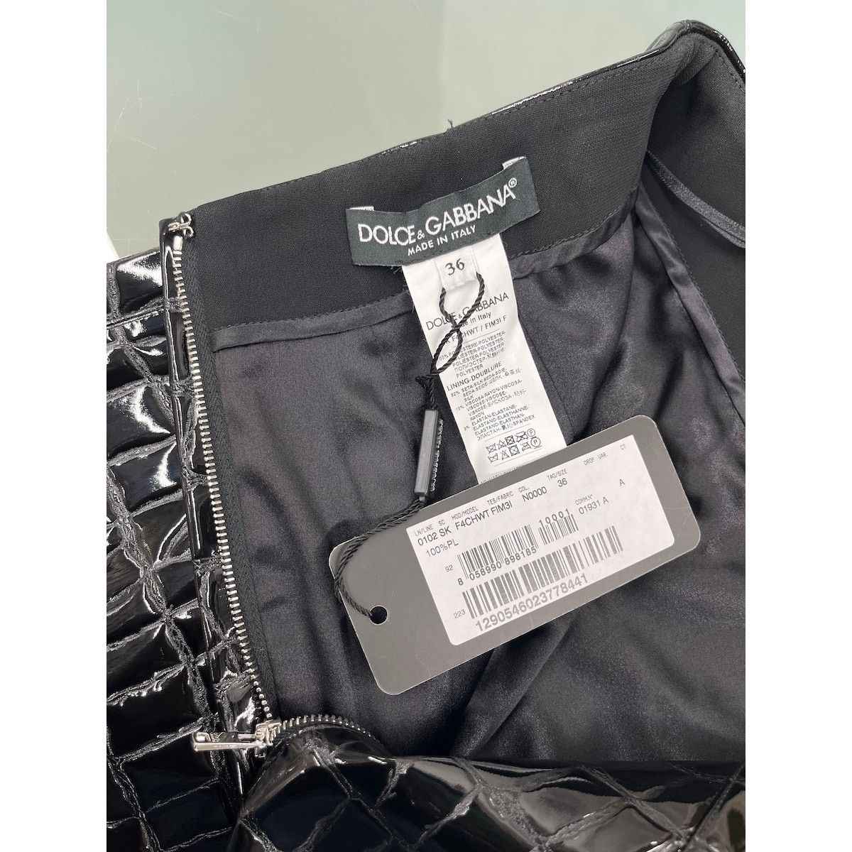 Dolce & Gabbana Dolce & Gabbana Black Croc Faux-Leather Midi Skirt IT 36 Size 25" / US 0 / IT 36 - 14 Thumbnail