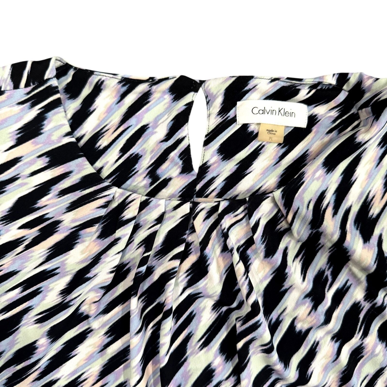 Calvin Klein Calvin Klein Petite Abstract Sleeveless Blouse, Size PL Size L / US 10 / IT 46 - 2 Thumbnail