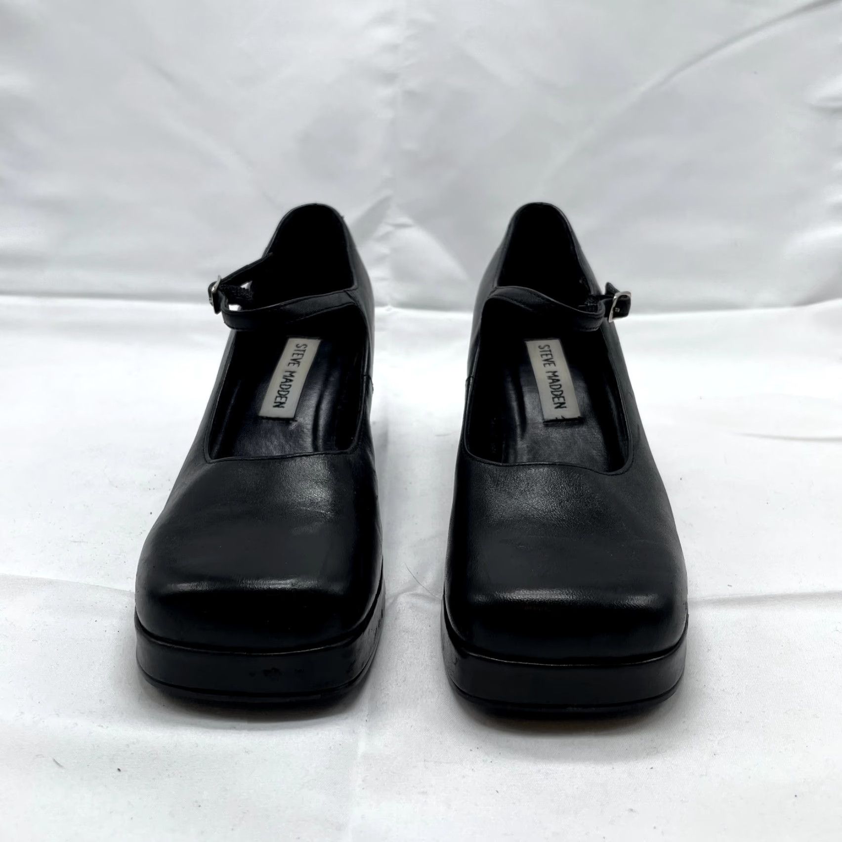 Steve Madden VINTAGE Steve Madden Heels 90s Y2K Platform Mary Jane Black Leather 5.5 Womens Square Toe Size US 6 / IT 36 - 3 Thumbnail