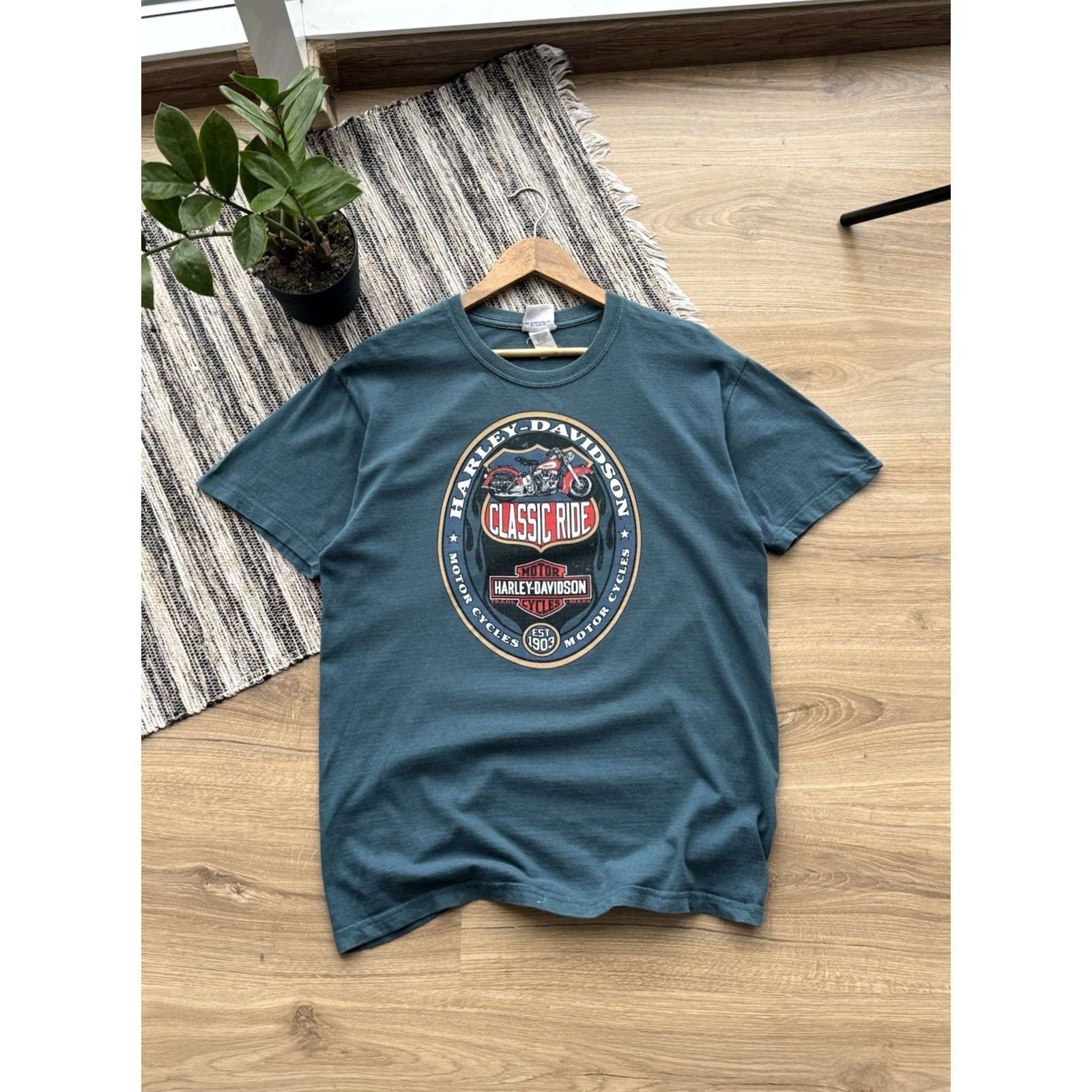 Harley Davidson VINTAGE Harley-Davidson T-Shirt Men M Blue 3d Emblem Logo 80s 90s Biker Streetwear Shirt Mens Size US M / EU 48-50 / 2 - 2 Thumbnail