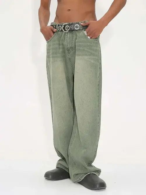 Designer × Japanese Brand × Jean Distressed washed y2k baggy pants jeans Size US 32 / EU 48 - 4 Thumbnail