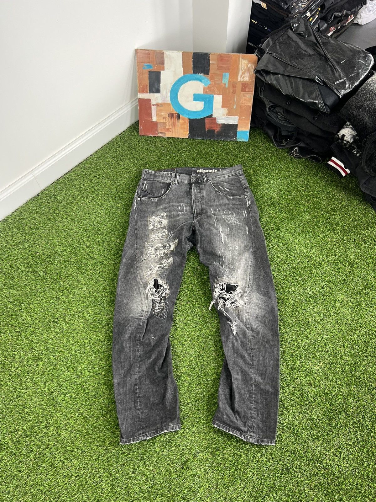 Allsaints Vintage Allsaints Jeans Distressed Denim Faded Y2K Style Size US 32 / EU 48 - 1 Thumbnail