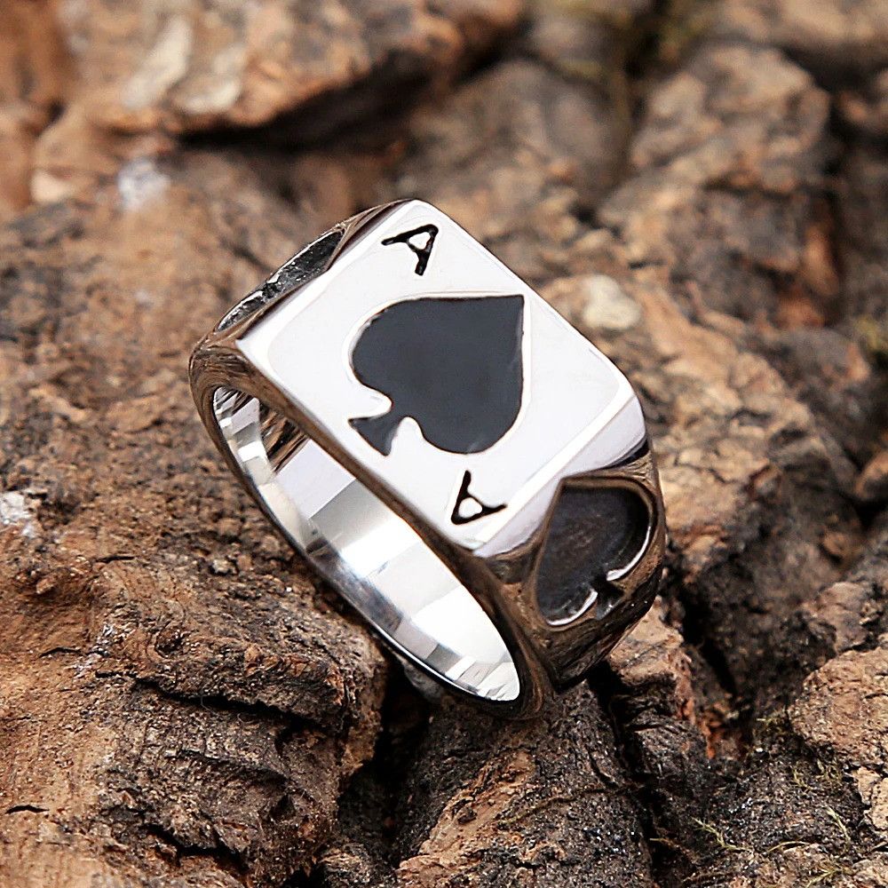 Vintage Lucky Spade A Playing Card Ring Size 28 - 5 Thumbnail