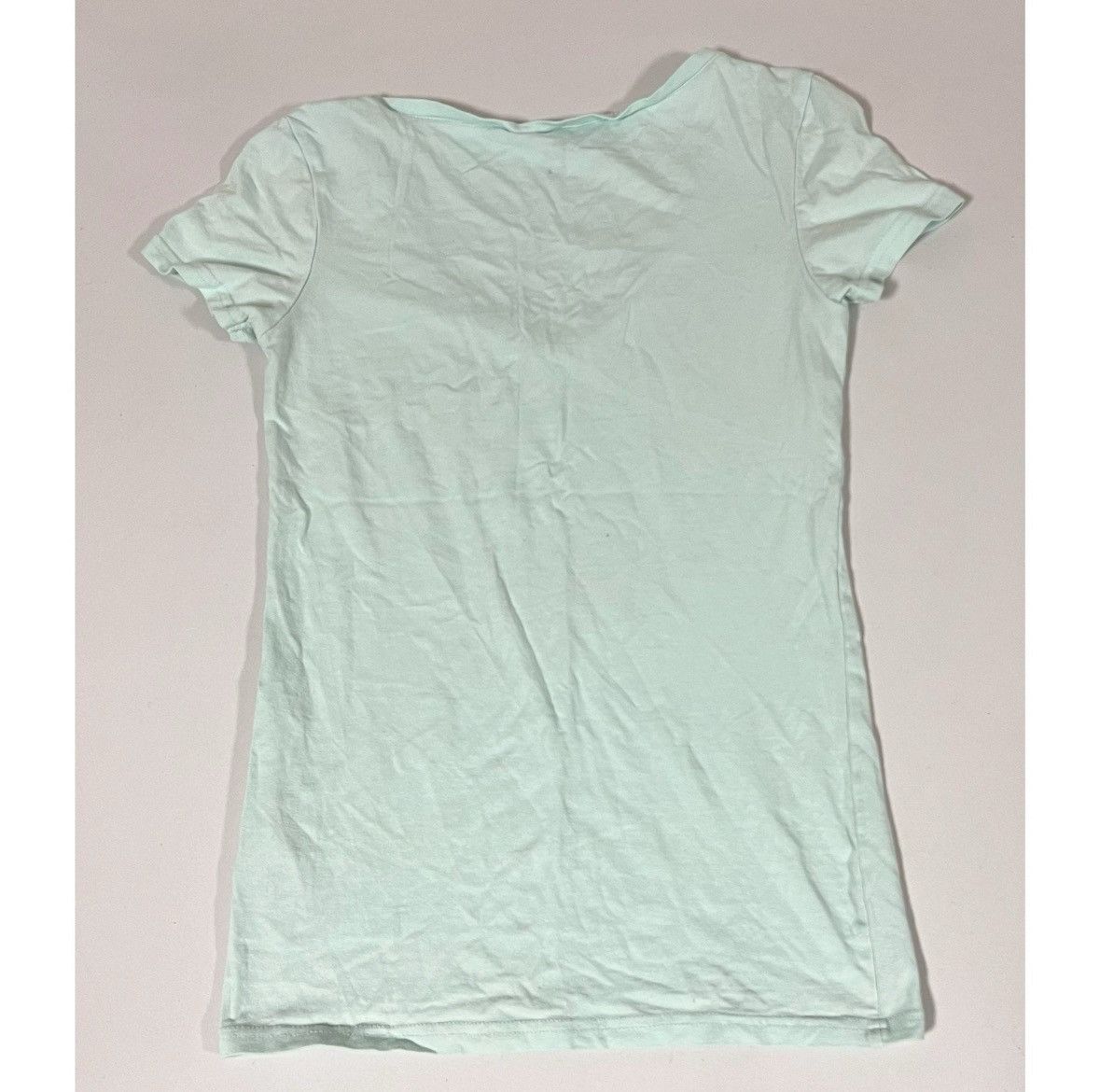 Vintage Blue Aqua Pastel Solid V-Neck T-Shirt Top Blouse Tee XS 🩵 Size US XS / EU 42 / 0 - 3 Thumbnail