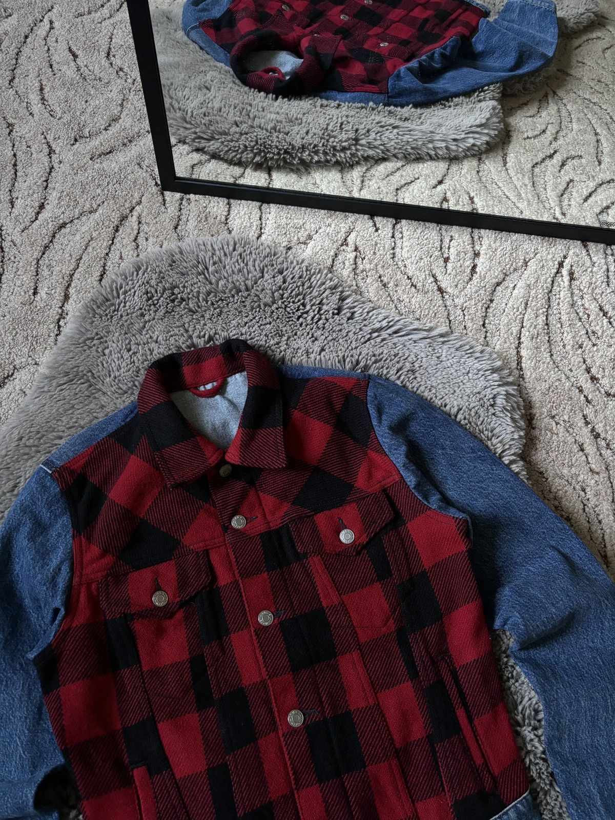 Dries Van Noten Dries van Noten jacket denim patchwork red / black plaid Size US S / EU 44-46 / 1 - 3 Thumbnail