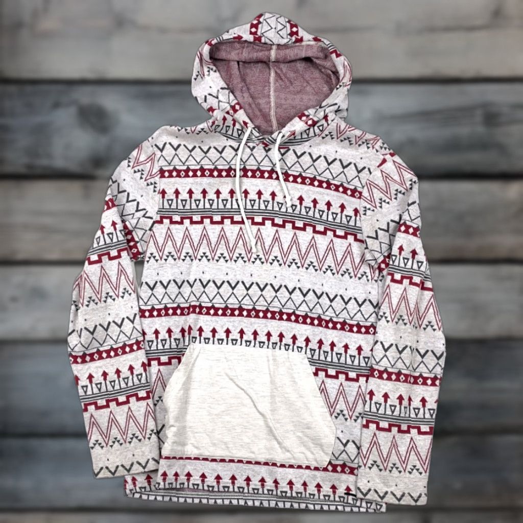 Vintage On the Byas Hoodie Pullover Geometric Aztec Pattern Sweatshirt Crew Neck S Gray Men Size US S / EU 44-46 / 1 - 1 Thumbnail