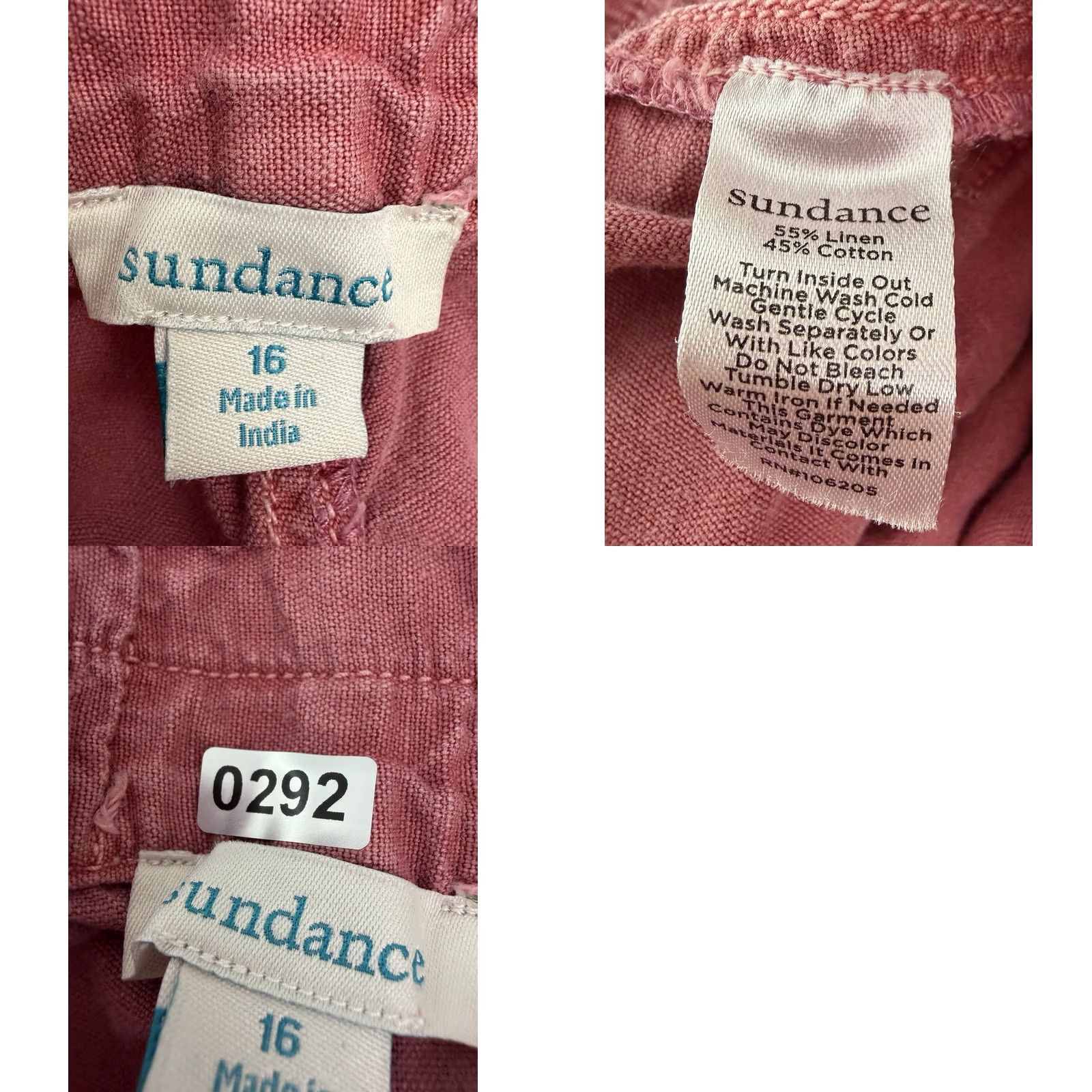 Vintage Sundance Pants Womens 16 Salmon Pink Linen Cotton Blend Elastic Waist Size 38" / US 16 / IT 52 - 9 Thumbnail