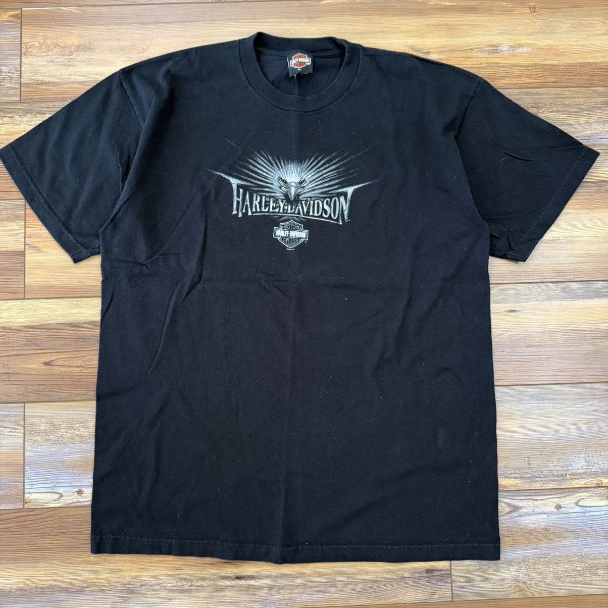 Harley Davidson Vintage ‘02 Black Harley Davidson Kuwait Eagle Tee Shirt Size US XL / EU 56 / 4 - 1 Thumbnail