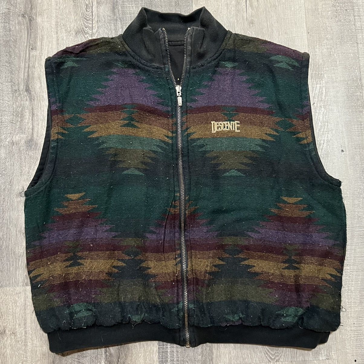 Descente × Vintage VTG Descente Aztec Navajo Reversible Outdoor Hike Ski Vest Size US XL / EU 56 / 4 - 1 Thumbnail