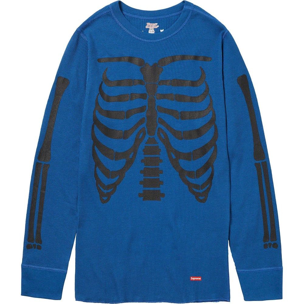 image of hanes Bones Thermal Crew (1 Pack) In Blue (L) in Blue/Black, Men's (Size Large)