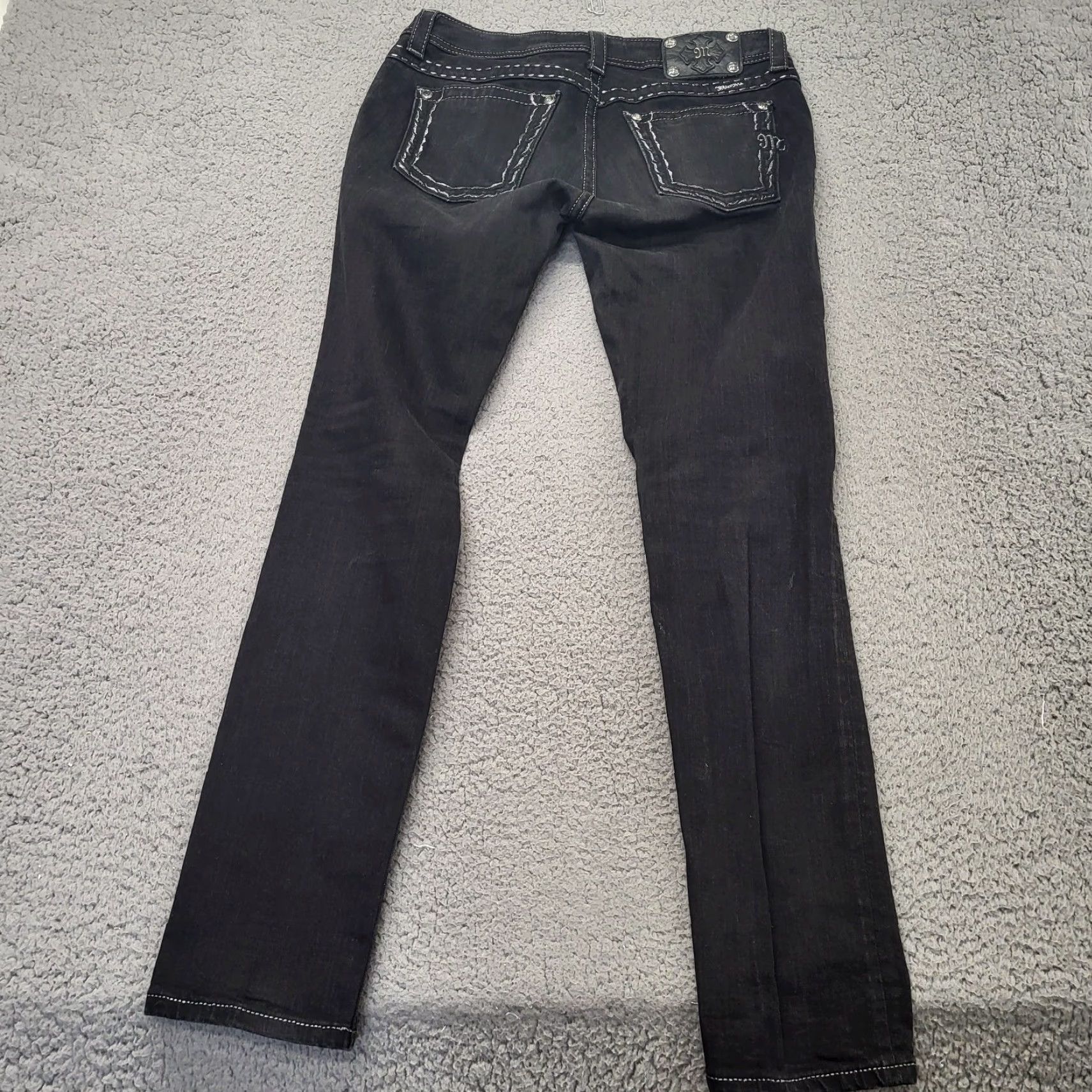 Miss Me Miss Me Jeans Skinny Black Denim 30 Women 33x32.5 JS540852 Distressed Stretch 5-Pocket Size 30" / US 8 / IT 44 - 3 Thumbnail